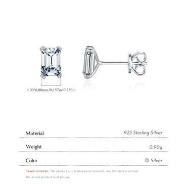 1 Pair IG Style Elegant Classic Style Rectangle Plating Inlay Sterling Silver Zircon Rhodium Plated Ear Studs