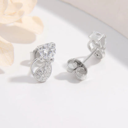 1 Pair Ig Style Elegant Cute Cat Plating Inlay Sterling Silver Zircon White Gold Plated Rhodium Plated Ear Studs