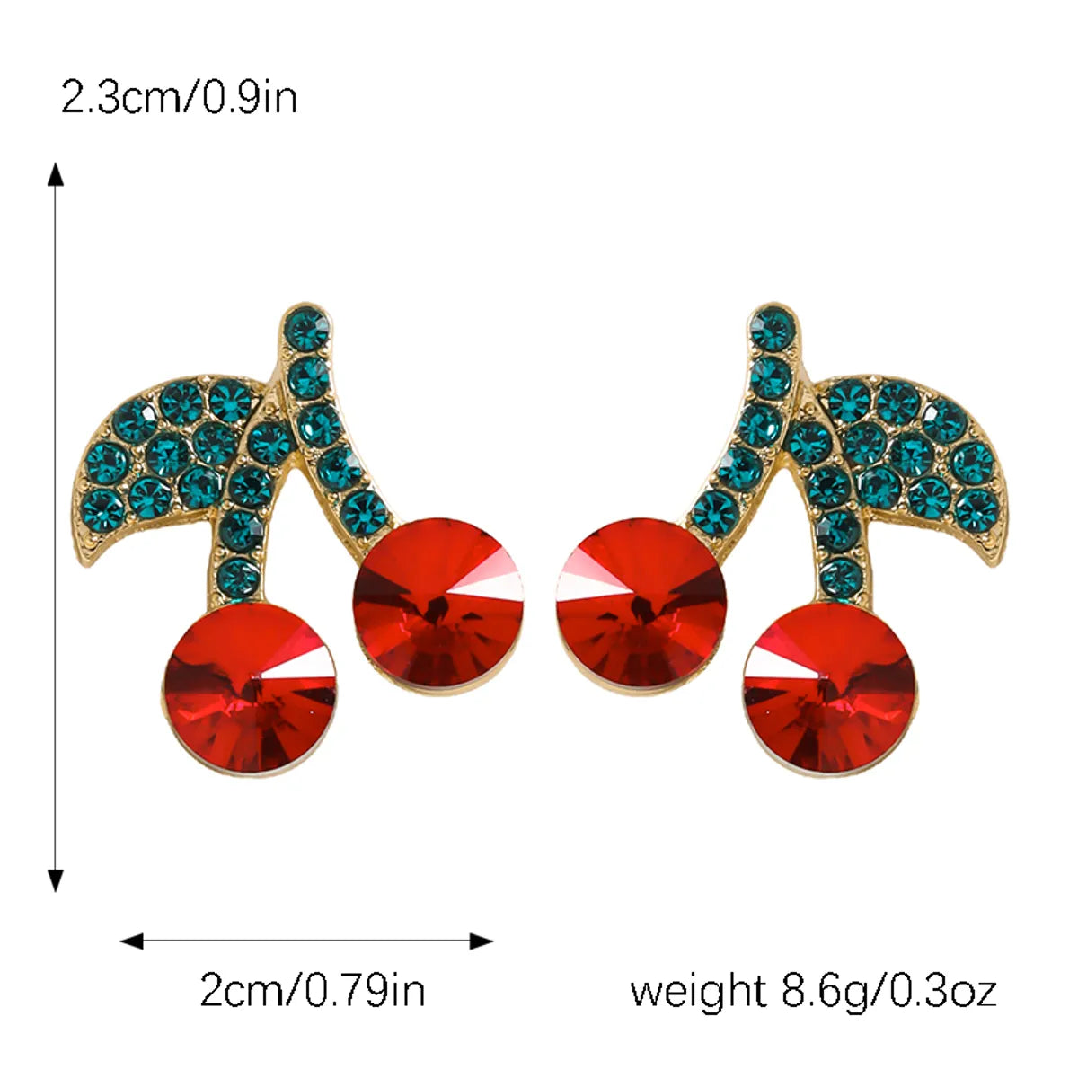 1 Pair IG Style Elegant Cute Lemon Cherry Polishing Inlay Zinc Alloy Rhinestones K Gold Plated Ear Studs