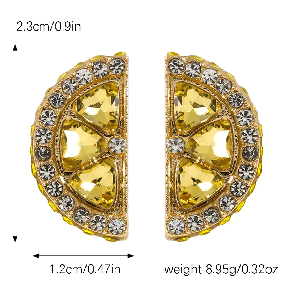 1 Pair IG Style Elegant Cute Lemon Cherry Polishing Inlay Zinc Alloy Rhinestones K Gold Plated Ear Studs