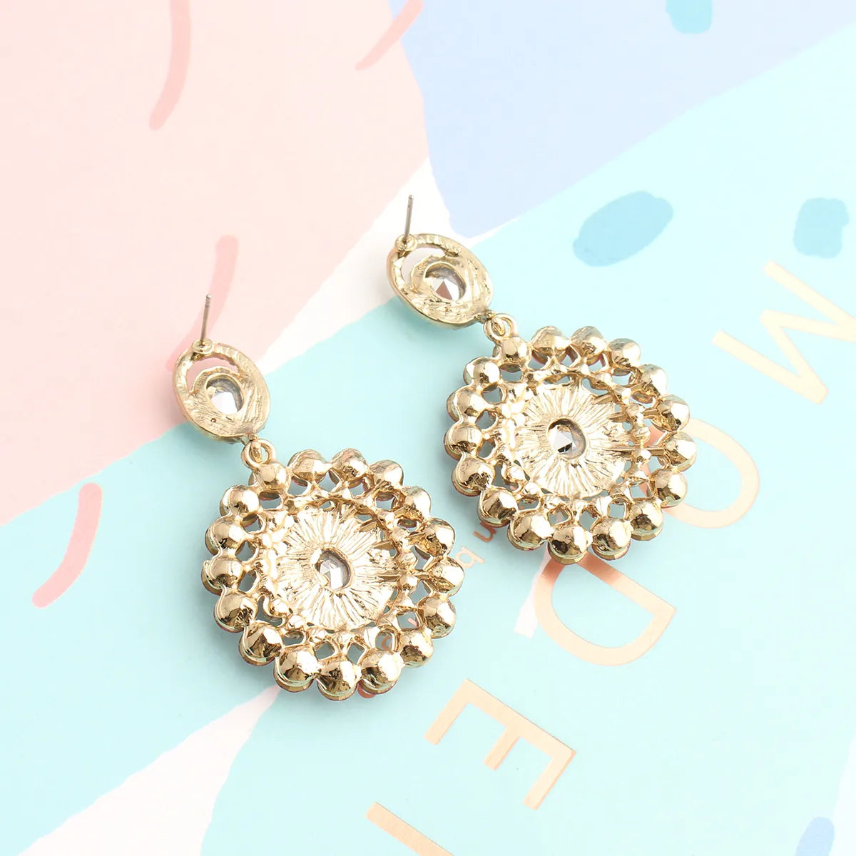 1 Pair Ig Style Elegant Flower Plating Inlay Alloy Rhinestones Gold Plated Drop Earrings