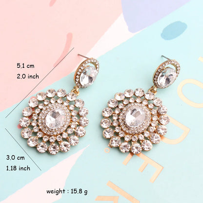 1 Pair Ig Style Elegant Flower Plating Inlay Alloy Rhinestones Gold Plated Drop Earrings