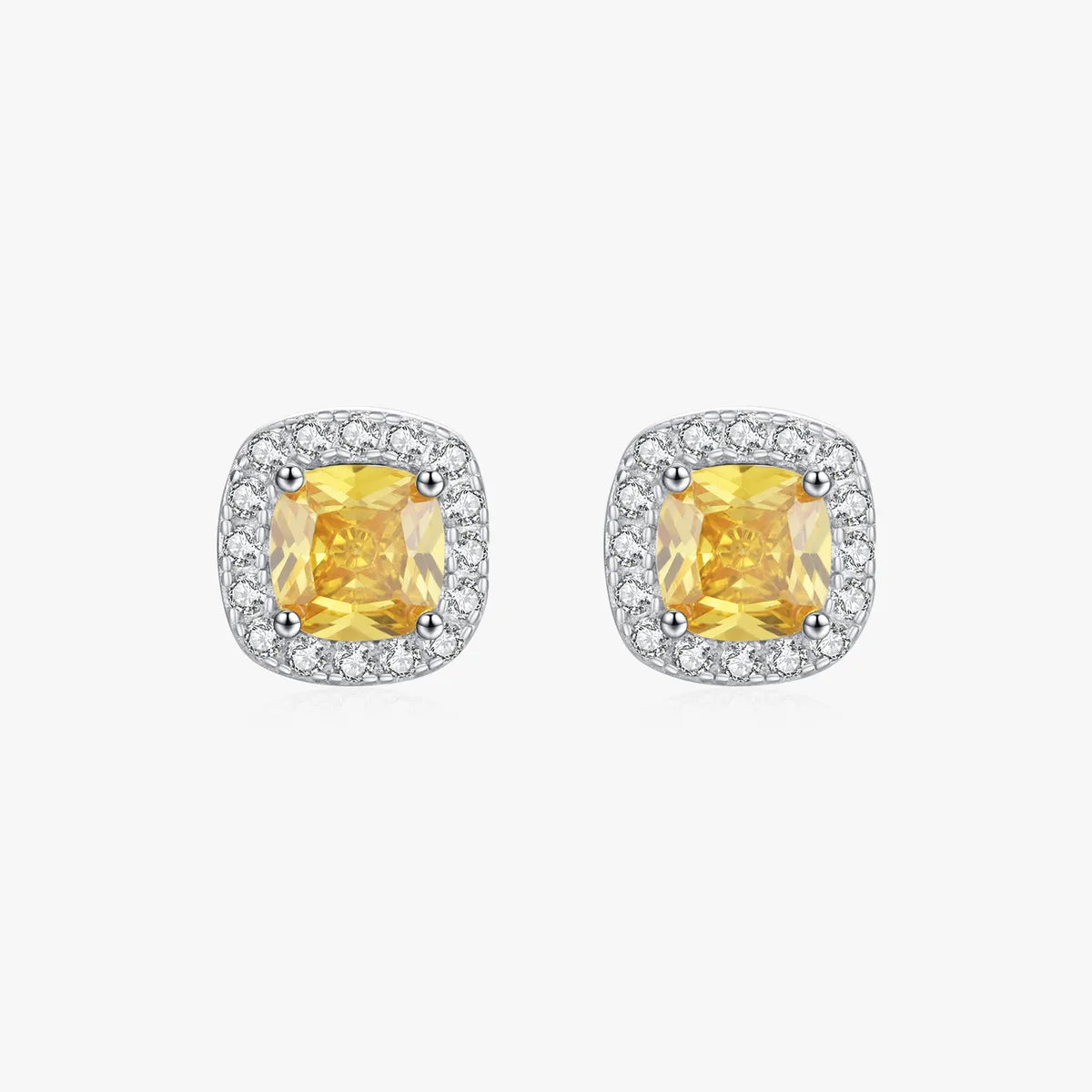 1 Pair Ig Style Elegant Geometric Color Block Plating Inlay Sterling Silver Zircon Rhodium Plated Ear Studs