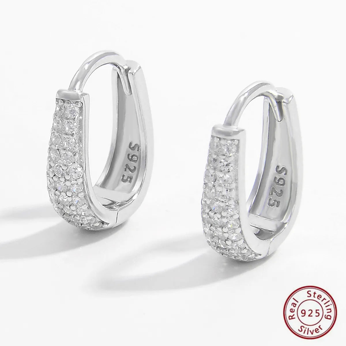 1 Pair Ig Style Elegant Geometric Inlay Sterling Silver Zircon White Gold Plated Rhodium Plated Earrings