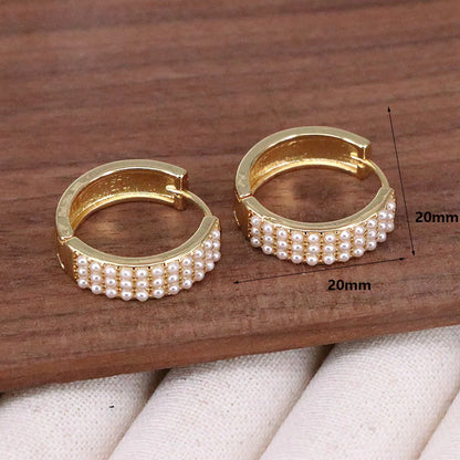 1 Pair Ig Style Elegant Geometric Plating Inlay Copper Artificial Pearls 18k Gold Plated Earrings