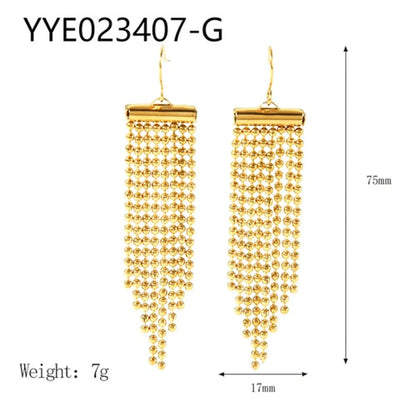 1 Pair Ig Style Elegant Geometric Tassel Plating Stainless Steel 18k Gold Plated Drop Earrings