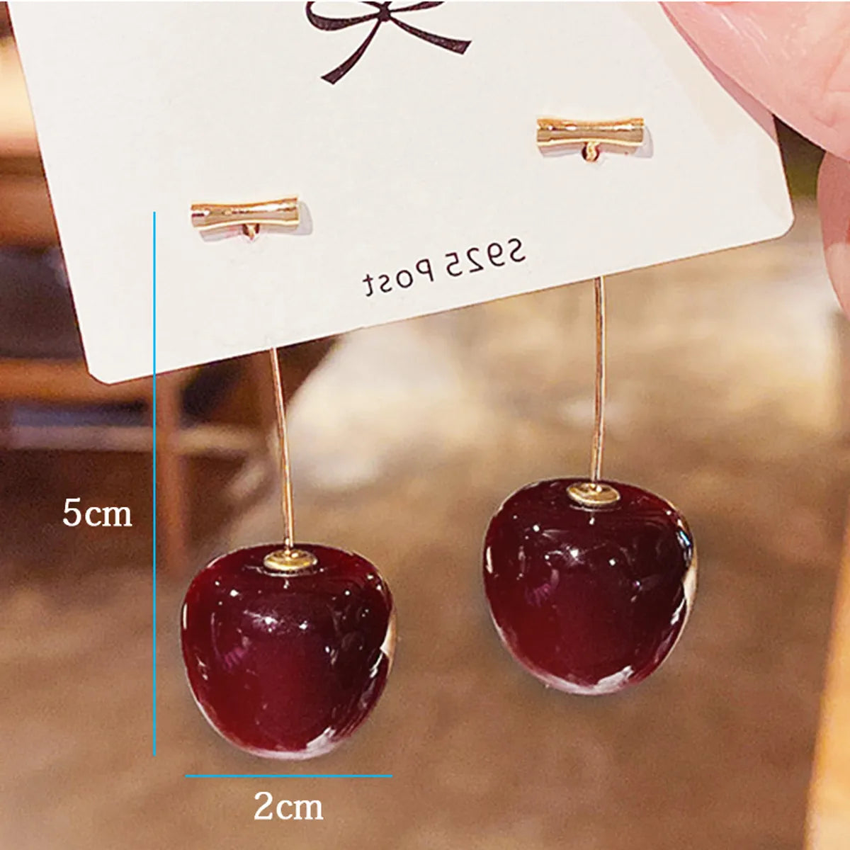 1 Pair Ig Style Elegant Korean Style Cherry Plating Synthetic Resin 14k Gold Plated Drop Earrings