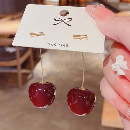 1 Pair Ig Style Elegant Korean Style Cherry Plating Synthetic Resin 14k Gold Plated Drop Earrings