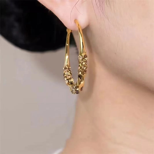 1 Pair IG Style Elegant Lady Round Inlay Alloy Zircon Hoop Earrings