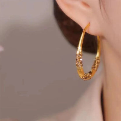 1 Pair IG Style Elegant Lady Round Inlay Alloy Zircon Hoop Earrings