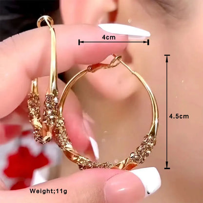 1 Pair IG Style Elegant Lady Round Inlay Alloy Zircon Hoop Earrings