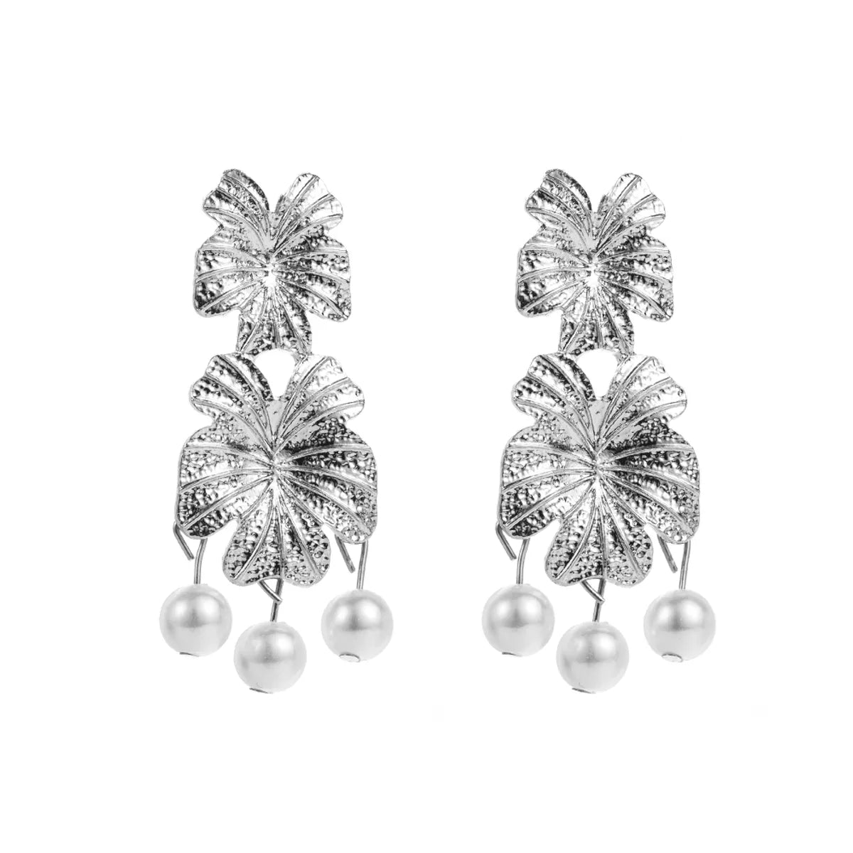 1 Pair IG Style Elegant Luxurious Flower Tassel Imitation Pearl Alloy Gold Plated Silver Plated Drop Earrings