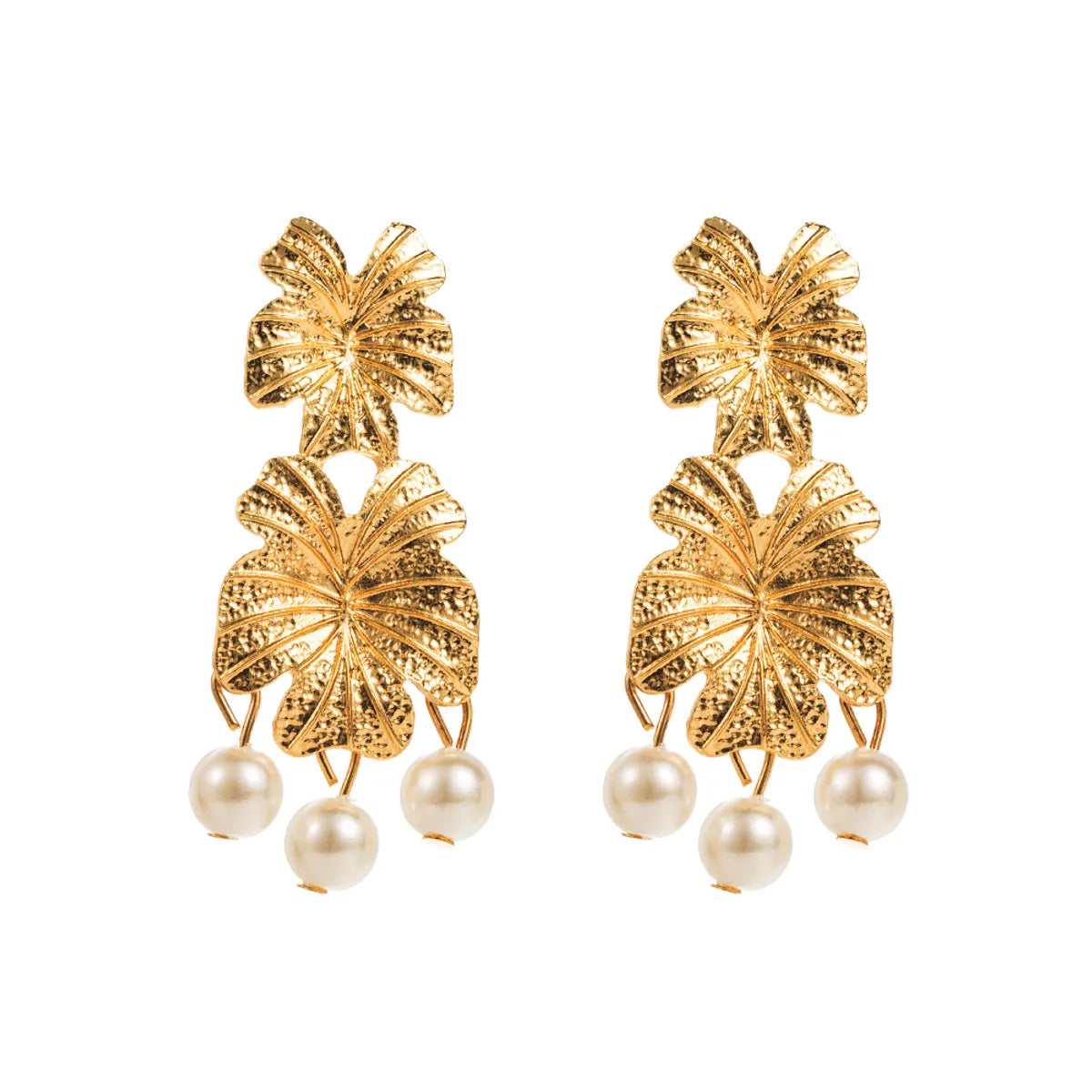 1 Pair IG Style Elegant Luxurious Flower Tassel Imitation Pearl Alloy Gold Plated Silver Plated Drop Earrings