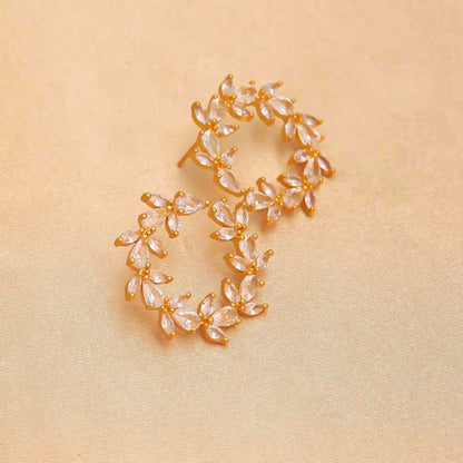 1 Pair Ig Style Elegant Luxurious Leaf Plating Inlay Copper Zircon 18k Gold Plated Ear Studs