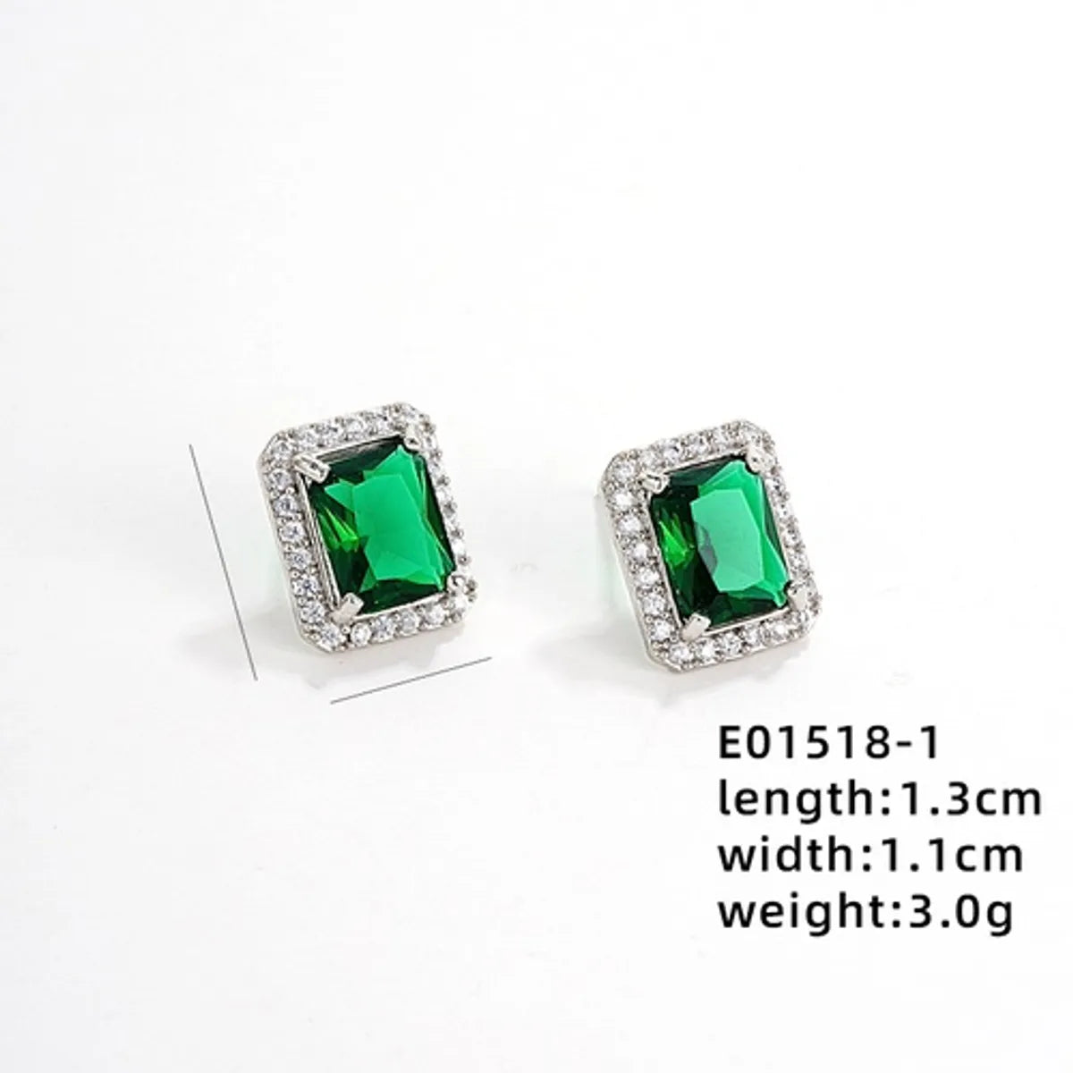 1 Pair Ig Style Elegant Rectangle Plating Inlay Copper Zircon Ear Studs