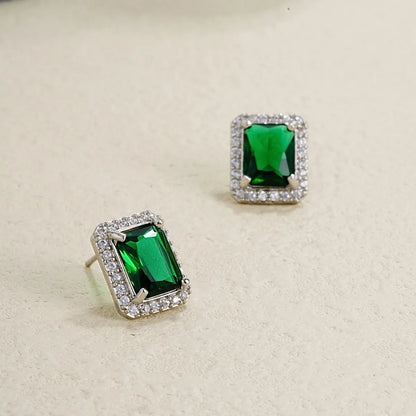 1 Pair Ig Style Elegant Rectangle Plating Inlay Copper Zircon Ear Studs