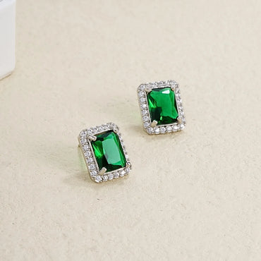 1 Pair Ig Style Elegant Rectangle Plating Inlay Copper Zircon Ear Studs