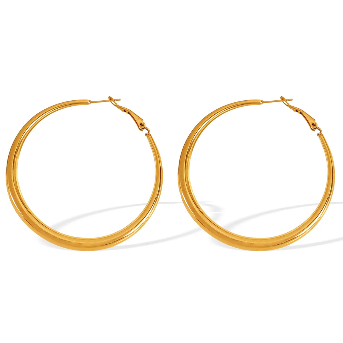 1 Pair IG Style Elegant Retro Circle Polishing 304 Stainless Steel 18K Gold Plated Earrings