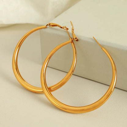 1 Pair IG Style Elegant Retro Circle Polishing 304 Stainless Steel 18K Gold Plated Earrings