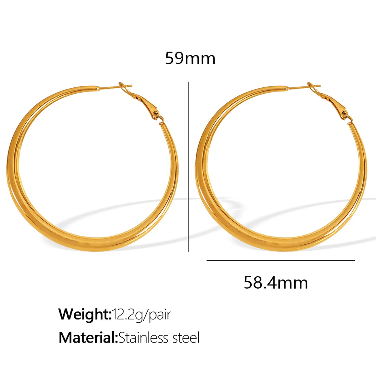 1 Pair IG Style Elegant Retro Circle Polishing 304 Stainless Steel 18K Gold Plated Earrings