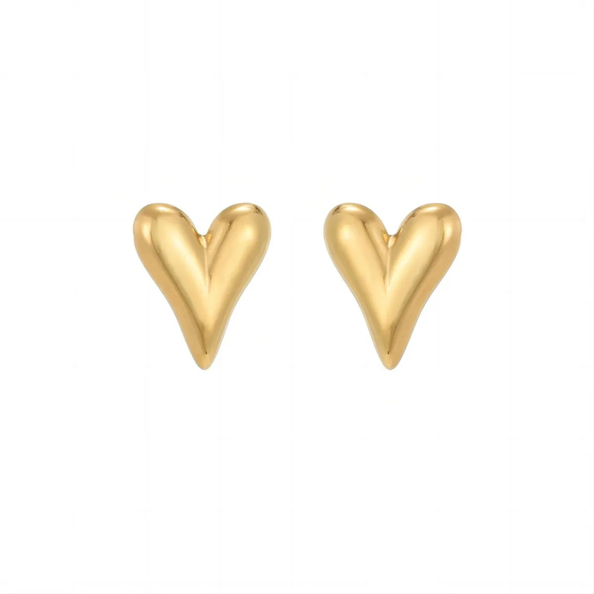 1 Pair IG Style Elegant Romantic Heart Shape Polishing Plating Stainless Steel 18K Gold Plated Ear Studs