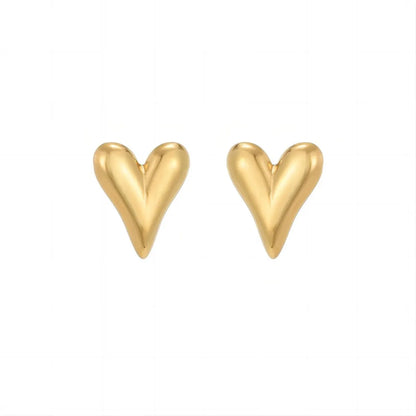 1 Pair IG Style Elegant Romantic Heart Shape Polishing Plating Stainless Steel 18K Gold Plated Ear Studs