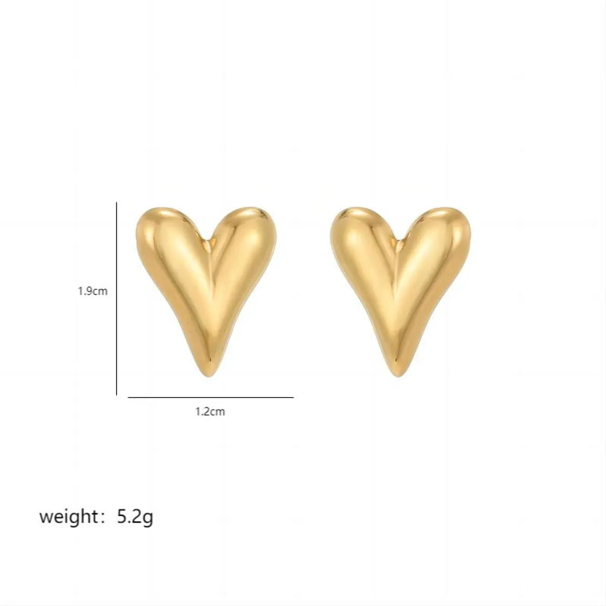 1 Pair IG Style Elegant Romantic Heart Shape Polishing Plating Stainless Steel 18K Gold Plated Ear Studs