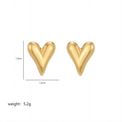 1 Pair IG Style Elegant Romantic Heart Shape Polishing Plating Stainless Steel 18K Gold Plated Ear Studs