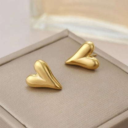 1 Pair IG Style Elegant Romantic Heart Shape Polishing Plating Stainless Steel 18K Gold Plated Ear Studs