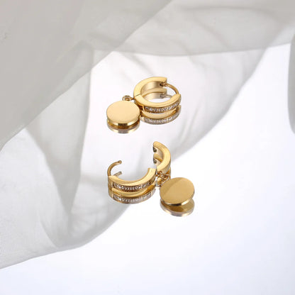 1 Pair Ig Style Elegant Round Plating Stainless Steel 18k Gold Plated Drop Earrings