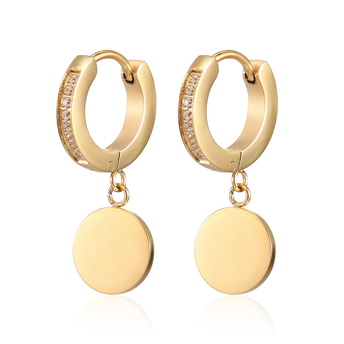 1 Pair Ig Style Elegant Round Plating Stainless Steel 18k Gold Plated Drop Earrings