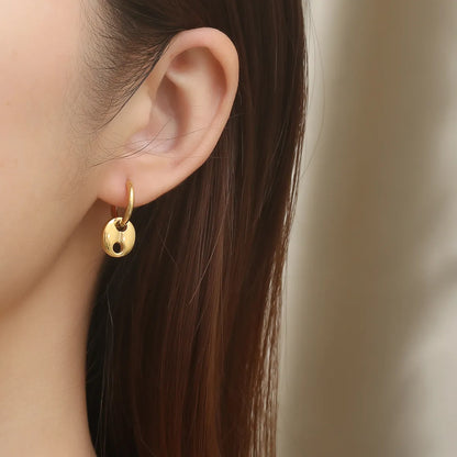 1 Pair Ig Style Elegant Simple Style Coffee Beans Solid Color Plating Stainless Steel 18k Gold Plated Hoop Earrings