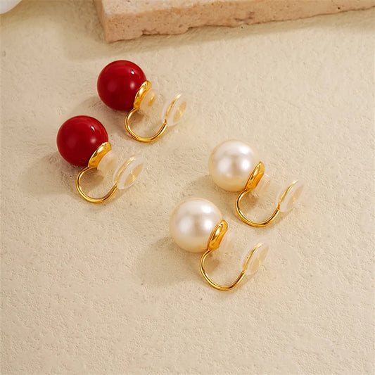 1 Pair Ig Style Elegant Simple Style Geometric Epoxy Plating Inlay Copper Pearl Ear Cuffs