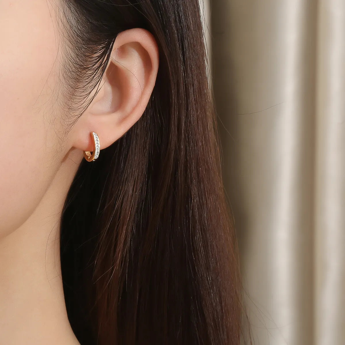 1 Pair Ig Style Elegant Simple Style Geometric Plating Inlay Stainless Steel Zircon 18k Gold Plated Hoop Earrings