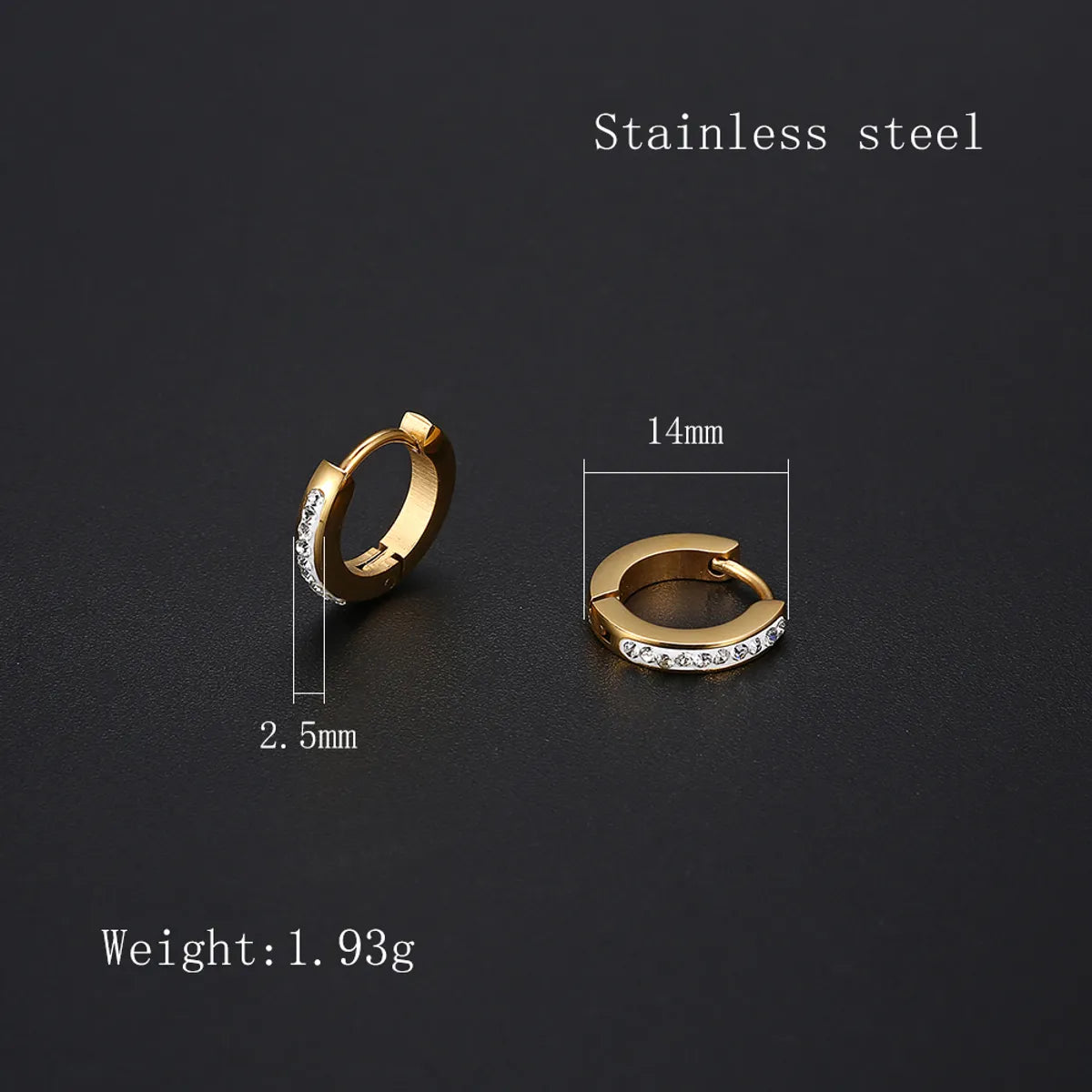 1 Pair Ig Style Elegant Simple Style Geometric Plating Inlay Stainless Steel Zircon 18k Gold Plated Hoop Earrings