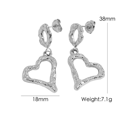 1 Pair IG Style Elegant Simple Style Heart Shape Bow Knot 304 Stainless Steel 14K Gold Plated Drop Earrings