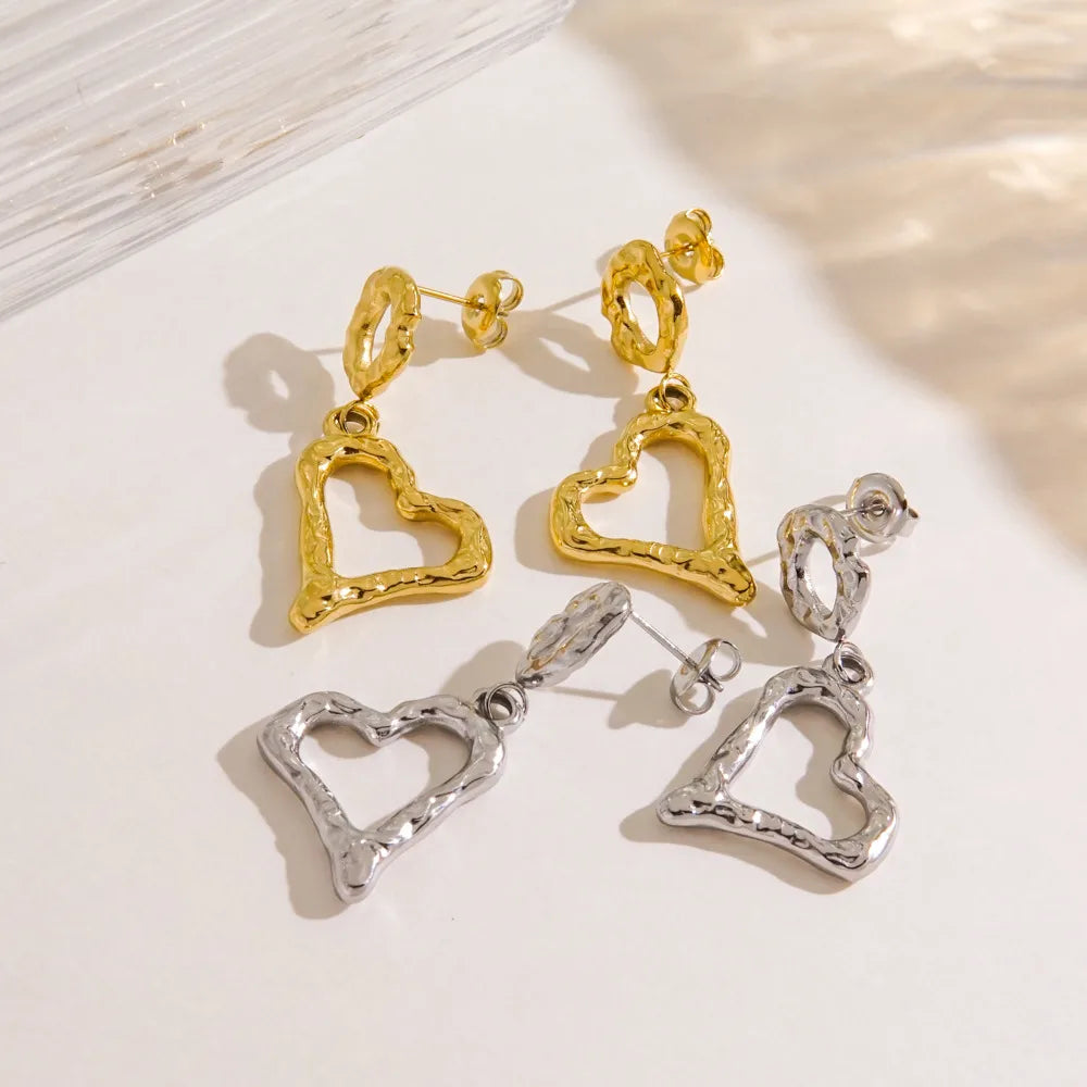 1 Pair IG Style Elegant Simple Style Heart Shape Bow Knot 304 Stainless Steel 14K Gold Plated Drop Earrings