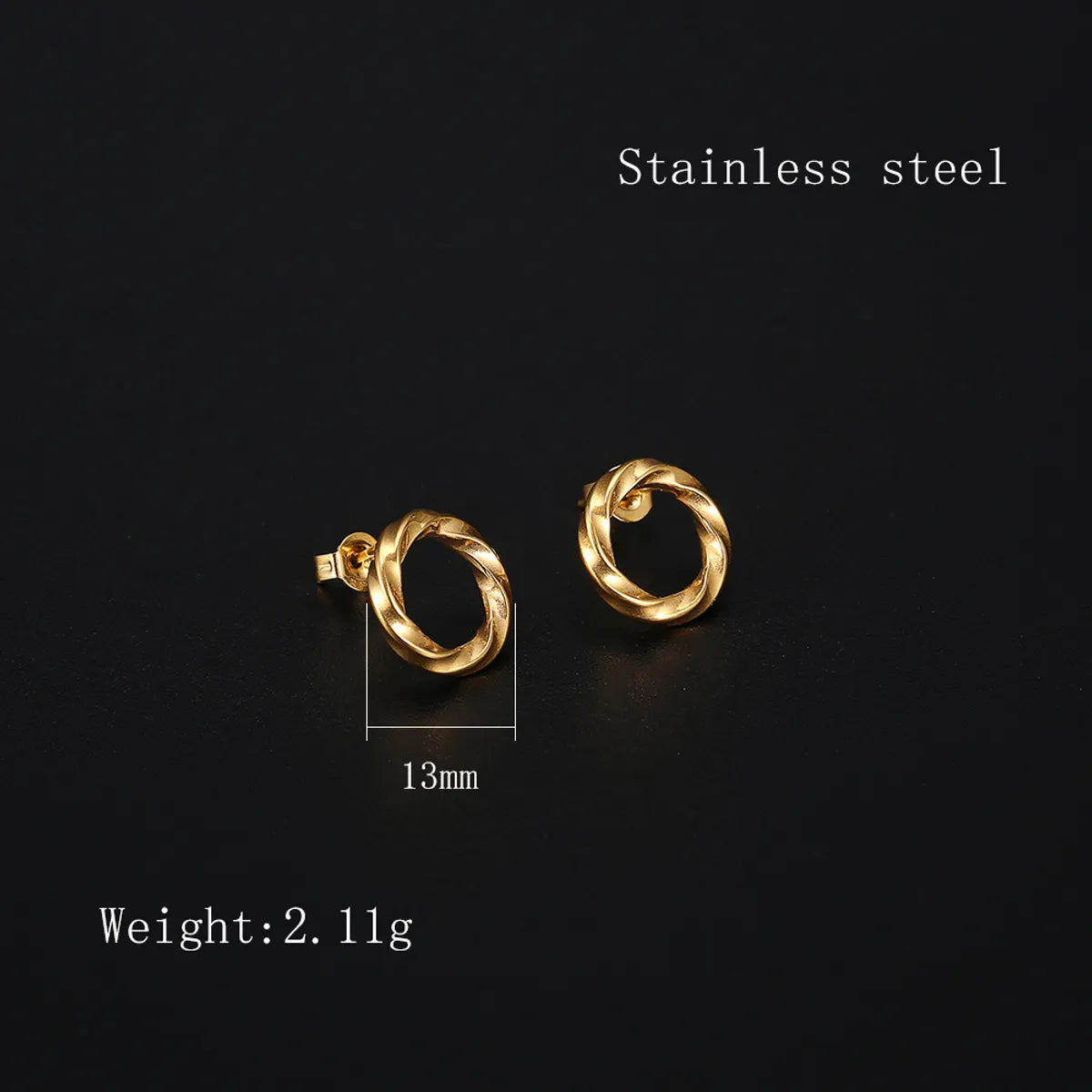 1 Pair Ig Style Elegant Simple Style Round Solid Color Plating Hollow Out Stainless Steel 18k Gold Plated Ear Studs