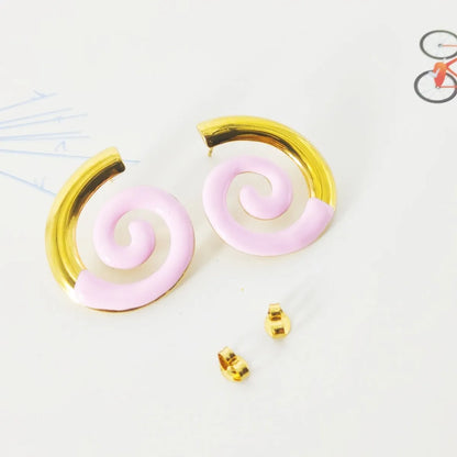 1 Pair IG Style Elegant Spiral Stripe Thread 304 Stainless Steel 18K Gold Plated Ear Studs