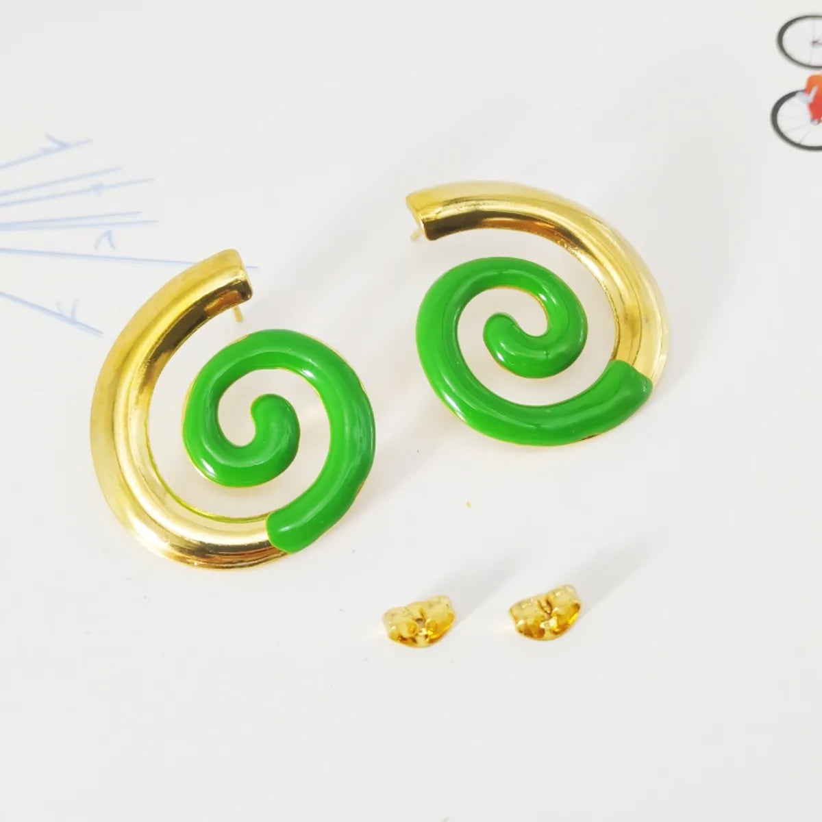 1 Pair IG Style Elegant Spiral Stripe Thread 304 Stainless Steel 18K Gold Plated Ear Studs