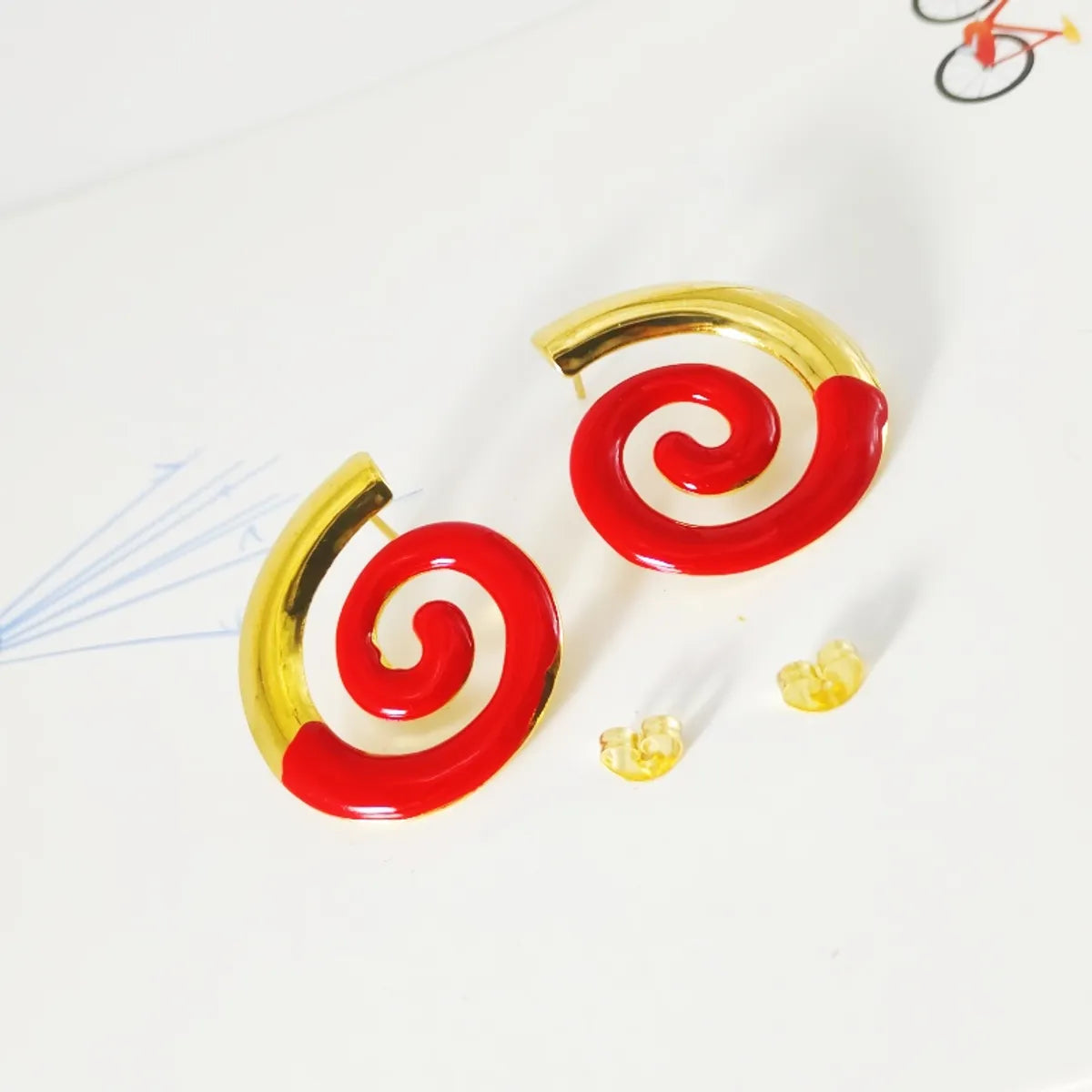 1 Pair IG Style Elegant Spiral Stripe Thread 304 Stainless Steel 18K Gold Plated Ear Studs