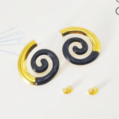 1 Pair IG Style Elegant Spiral Stripe Thread 304 Stainless Steel 18K Gold Plated Ear Studs