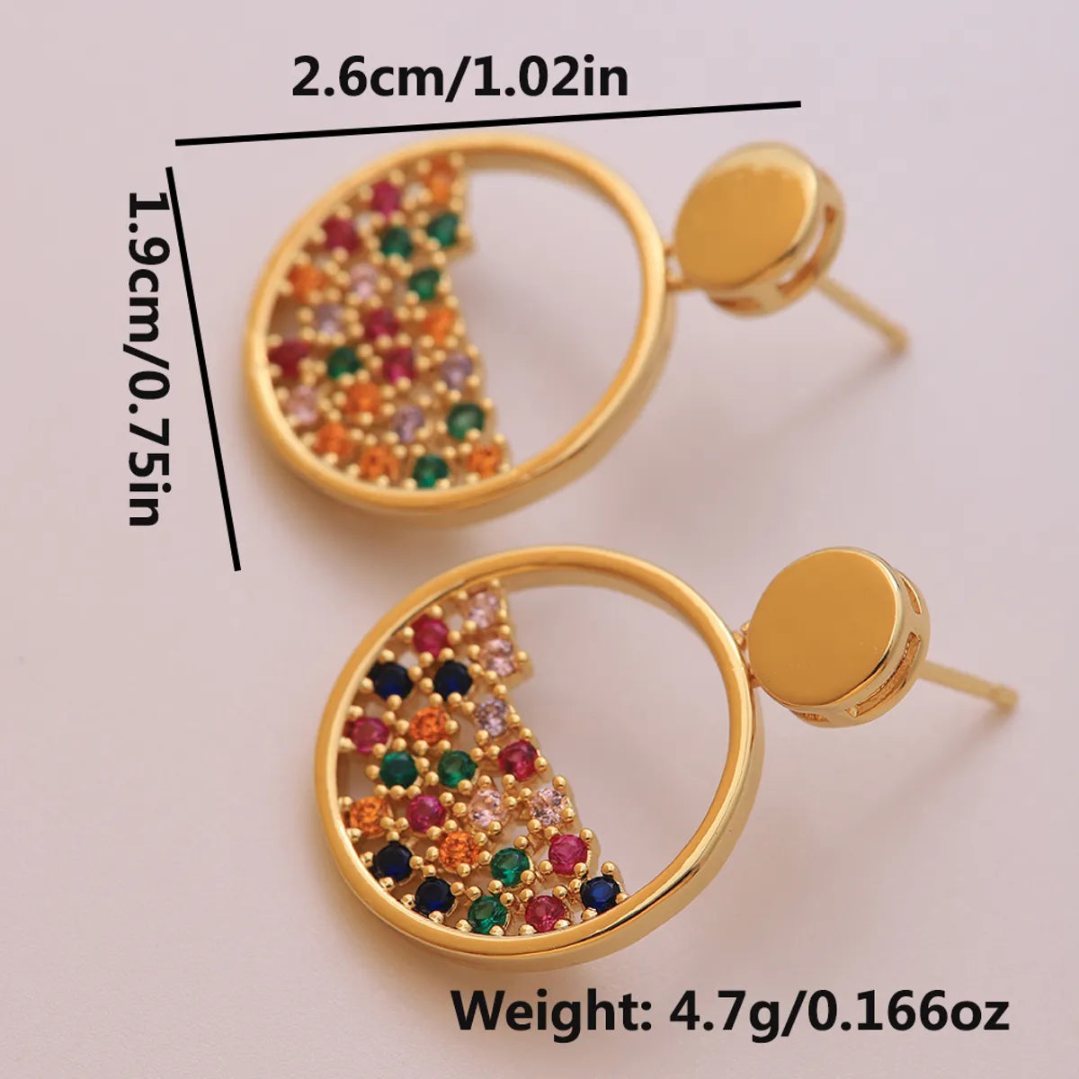 1 Pair Ig Style Elegant Streetwear Round Plating Inlay Brass Zircon 18k Gold Plated Ear Studs