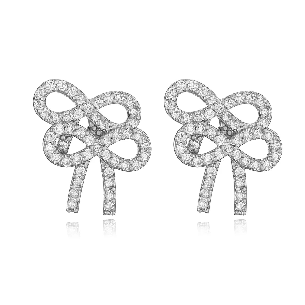 1 Pair IG Style Elegant Sweet Bow Knot Inlay Copper Artificial Pearls Zircon 18K Gold Plated Ear Studs