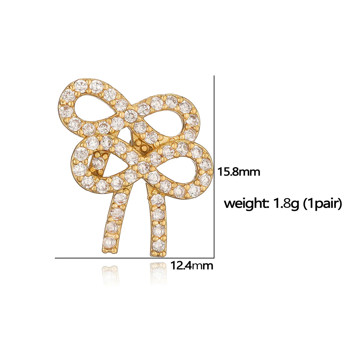 1 Pair IG Style Elegant Sweet Bow Knot Inlay Copper Artificial Pearls Zircon 18K Gold Plated Ear Studs