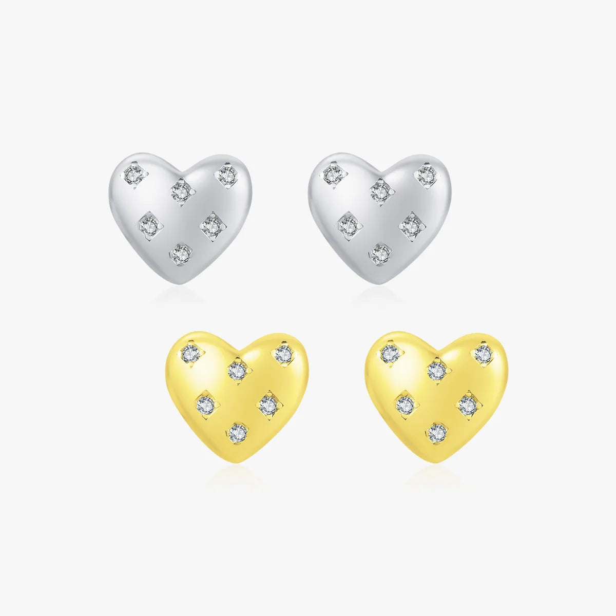 1 Pair Ig Style Elegant Sweet Heart Shape Plating Inlay Sterling Silver Zircon Rhodium Plated Ear Studs