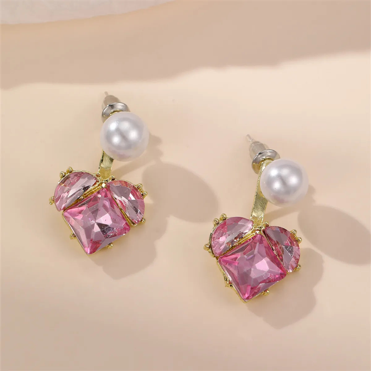 1 Pair IG Style Elegant Sweet Irregular Heart Shape Flower Inlay Sterling Silver Artificial Pearls Drop Earrings Ear Studs