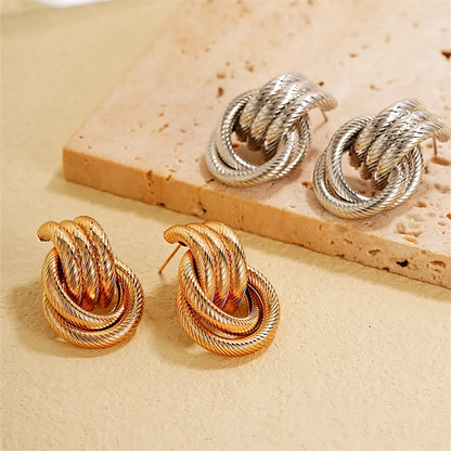 1 Pair Ig Style Exaggerated Double Ring Circle Plating Copper Rose Gold Plated White Gold Plated Gold Plated Ear Studs