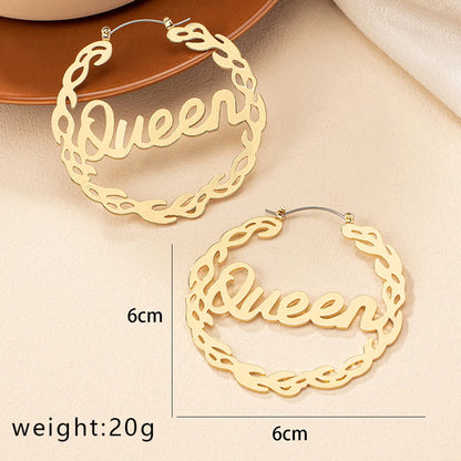 1 Pair Ig Style Exaggerated Geometric Letter Plating Alloy Gold Plated Hoop Earrings