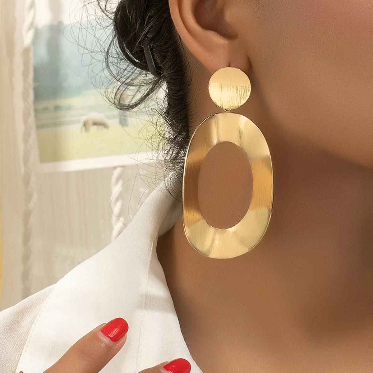 1 Pair Ig Style Exaggerated Geometric Round Plating Alloy Gold Plated Drop Earrings